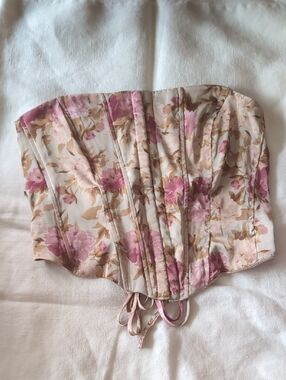 Windsor Pink and Cream Floral Strapless Corset Top
